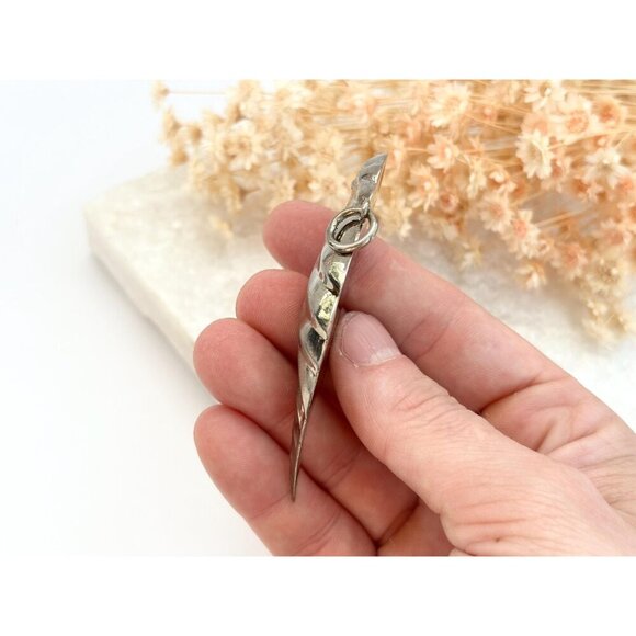 XL Parrot | Bird Figural Silver Toned Polished Vintage Statement Pendant - Picture 8 of 8